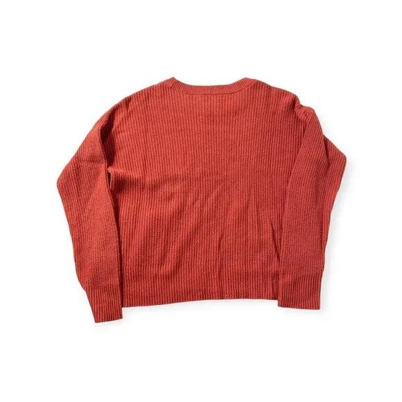 Madewell Orange Ribbed Sweater With Patch Pockets SZ S - Picture 7 of 7